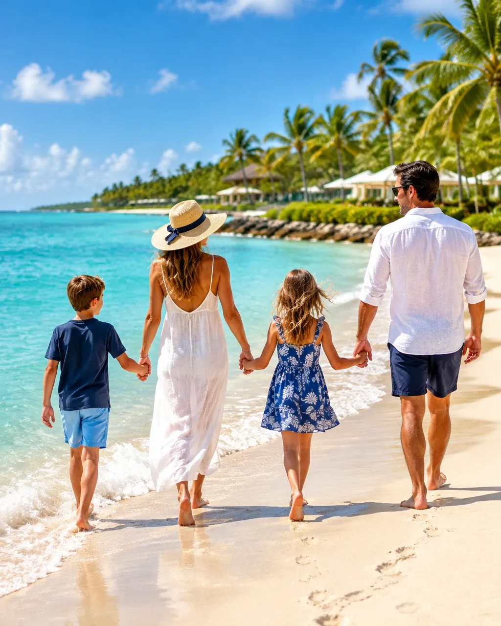 Family enjoying a Caribbean beach together